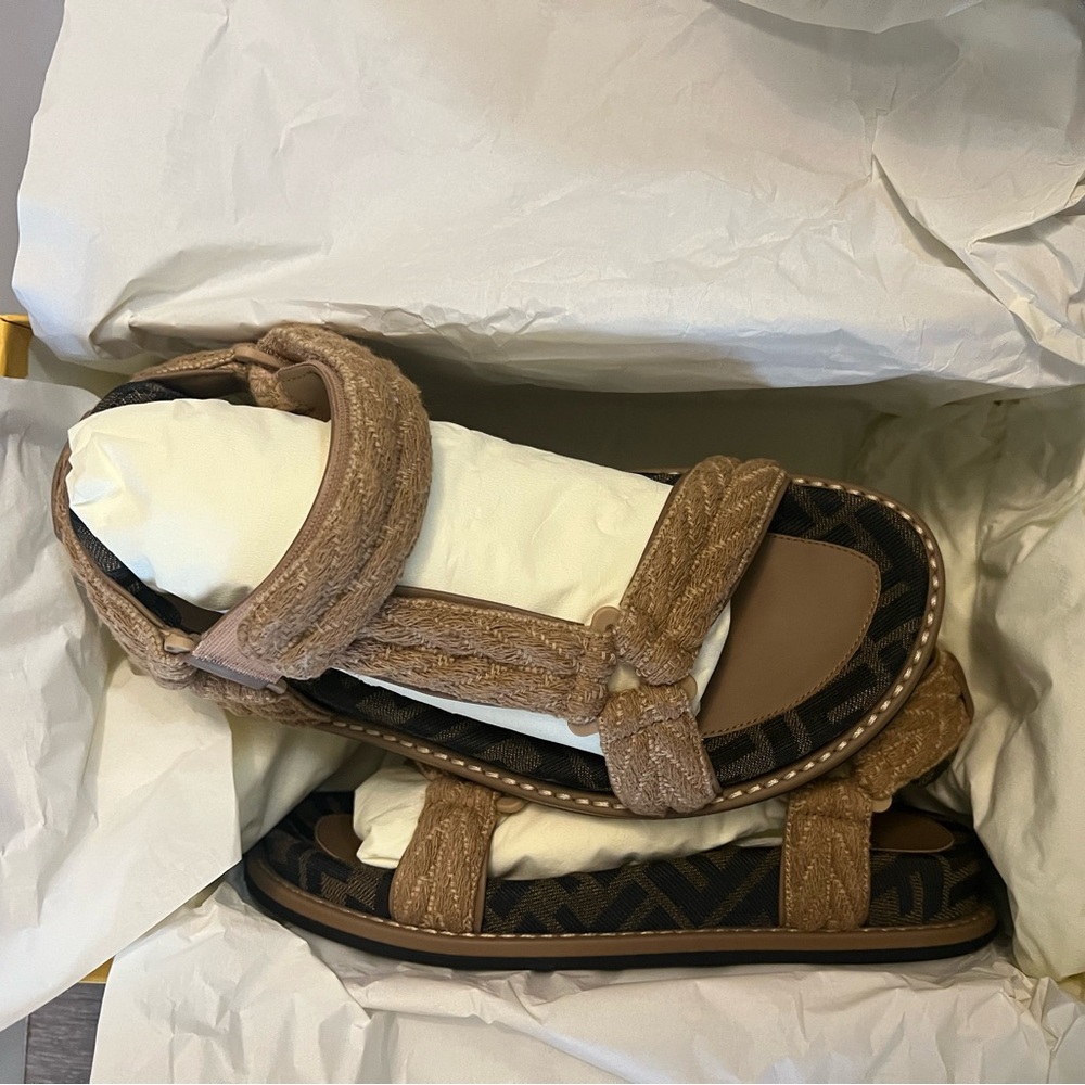 Fendi fabric gladiator logo sandals